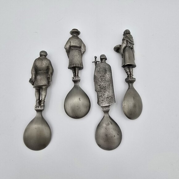 Vintage Pewter Collectible Spoons,1970's Themed Figures "The Host" "The Merchant - Picture 2 of 4